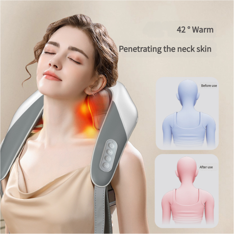 DS NA Grey Portable Shiatsu Neck and Shoulder Massager with Heat | Rechargeable