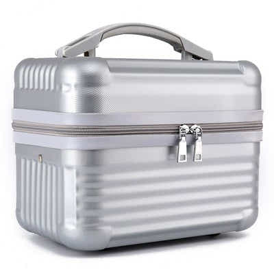 DS NA Silver Durable Hard Shell Makeup Travel Case - Large Capacity Portable