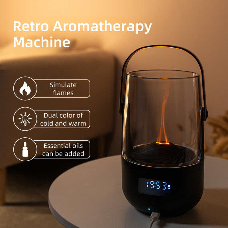 DS NA Creative Retro Flame Essential Oil Diffuser - Portable Humidifier