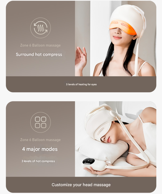 DS NA Capless Version Electric Head Massage Hat with Inflatable Airbags - 6-Zone