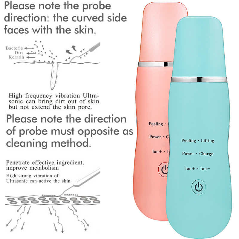 DS NA Ultrasonic Skin Scrubber - Deep Cleansing, Peeling, Lifting & Ion
