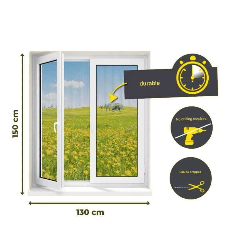 DS NA 3-Piece DIY Magnetic Window Screen Kit: Fine Mesh Insect Net (No-Drill Rq)