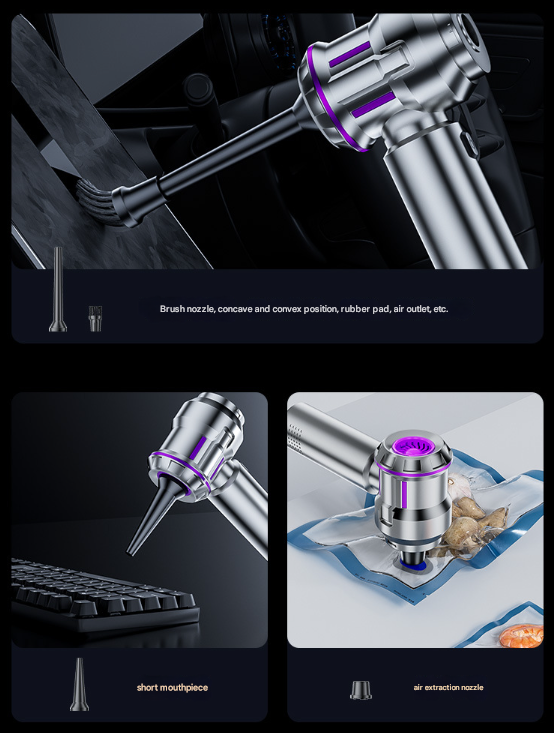 DS NA Silver & Purple 4-in-1 Cordless Handheld Vacuum Cleaner – Powerful 16000Pa