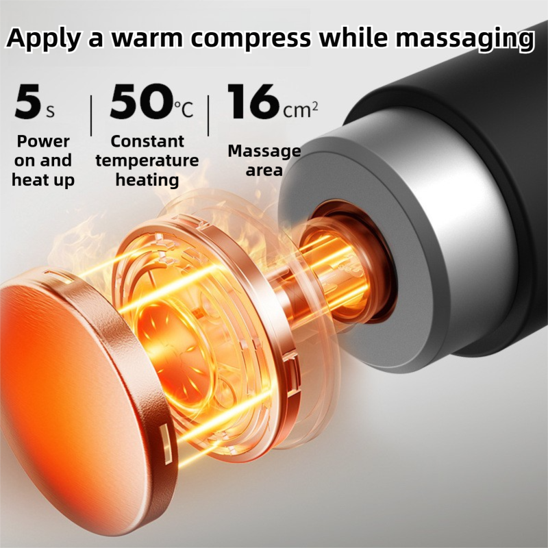 DS NA Black Silver Mini Hot & Cold Massage Gun with 10 Heads – 6 Intensity Level