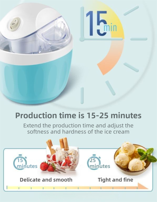 DS NA Blue 500ML Compact Electric Ice Cream Maker - Portable Quick Iced Drink
