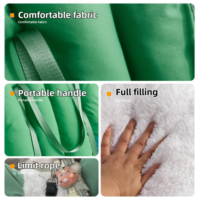 DS NA Green 2-in-1 Fluffy Travel Cat Bed & Car Safety Seat - Enclosed Windproof