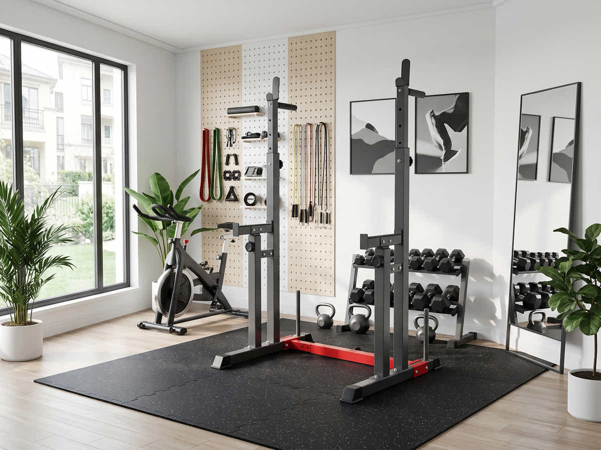 DS Adjustable Squat Rack With H-Frame Base
