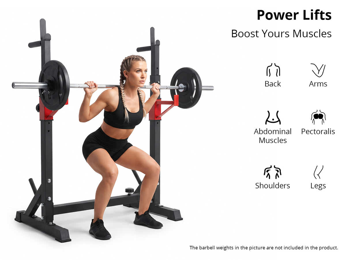 DS Adjustable Squat & Barbell Rack With T-Frame Base