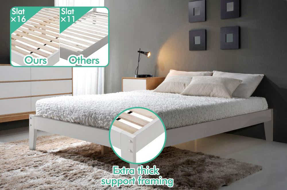 Sovo Bed Frame White & Euro Top Mattress L30 - Double