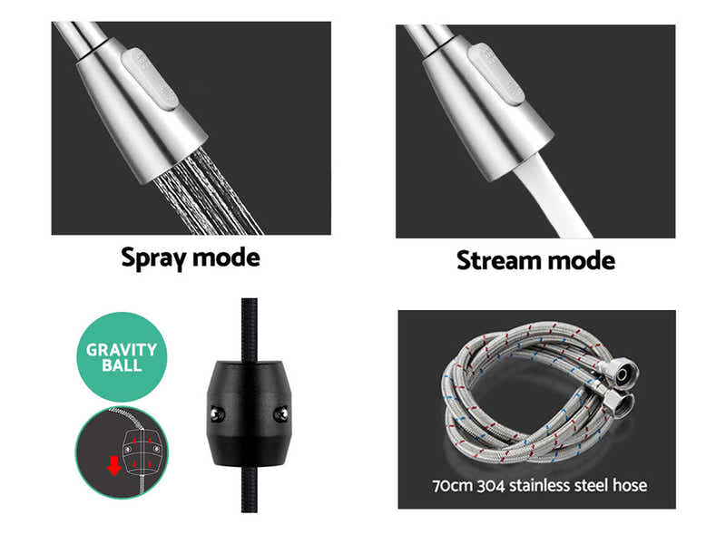 Silver Kitchen Faucet with Pull-out Spray