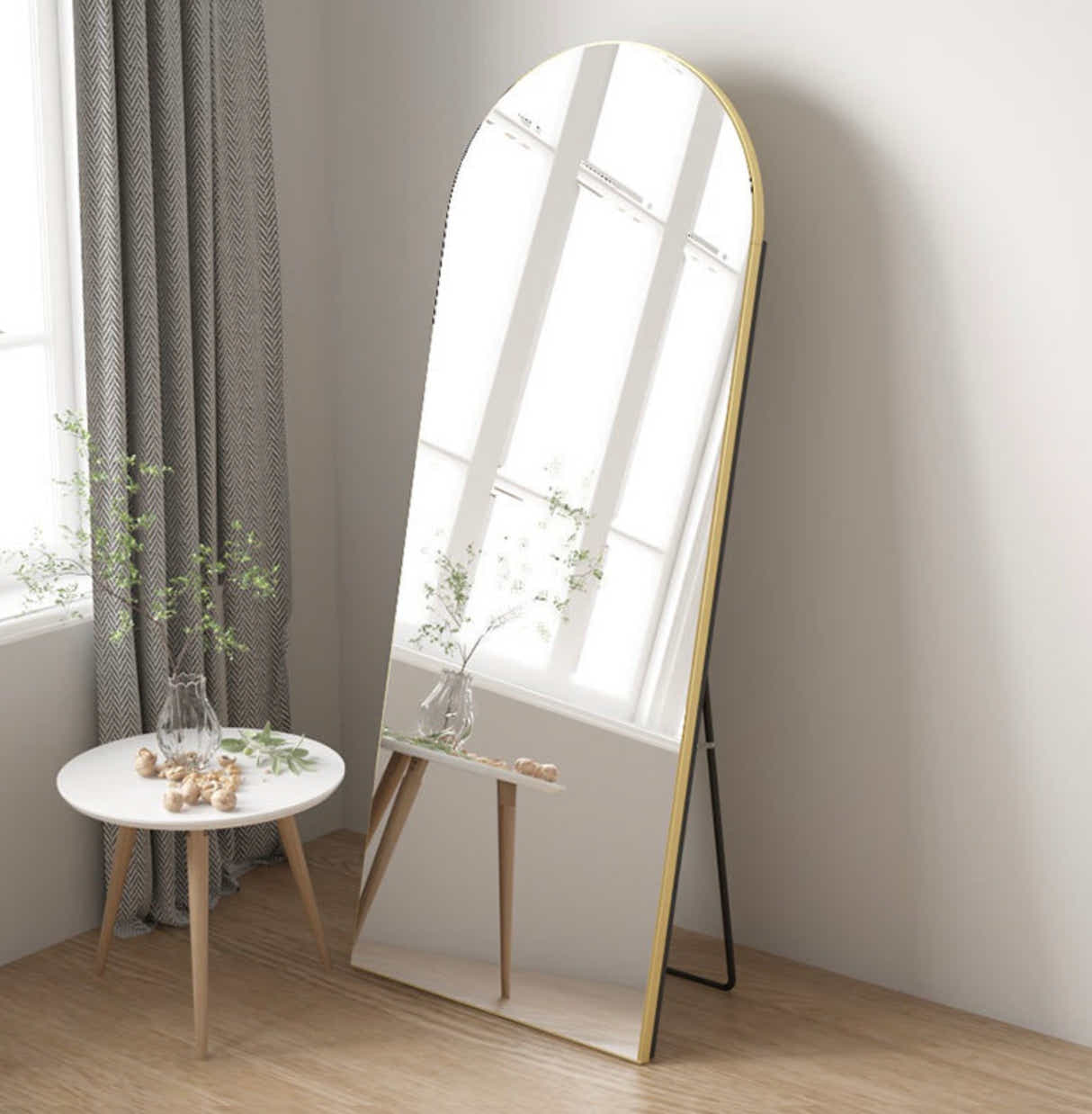 DS BS Arched Full Length Mirror With Stand 50×170cm -Black