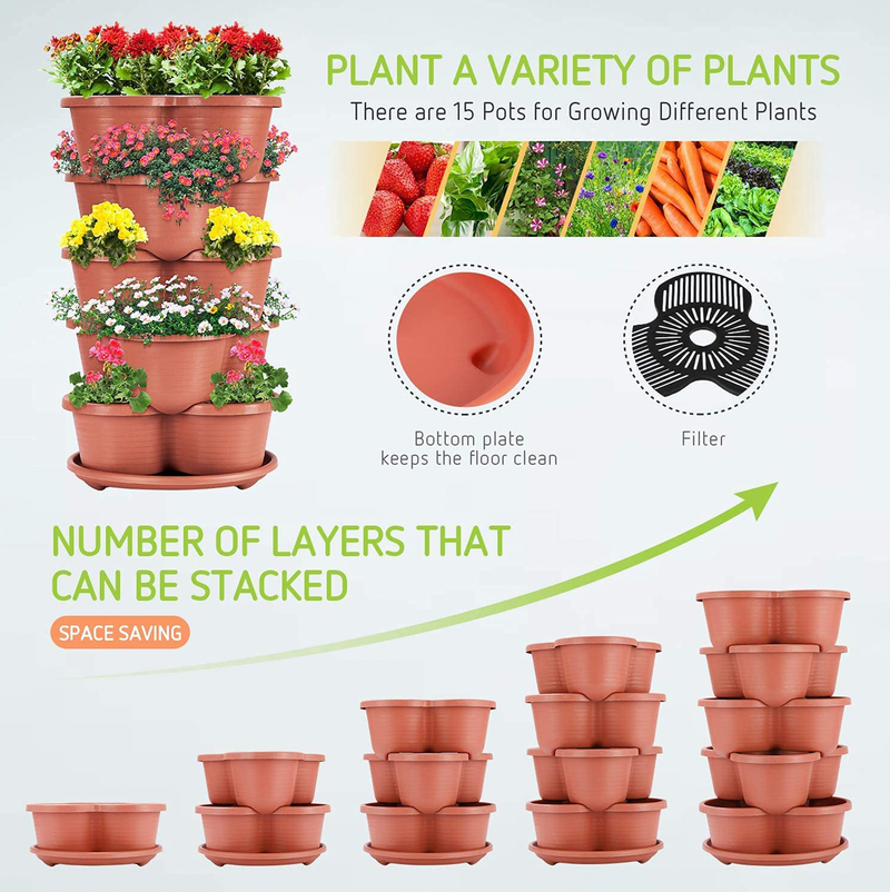 DS BS 5 Tier Vertical Stackable Planter