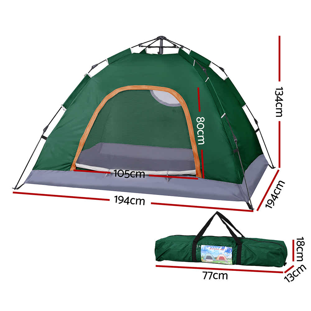 Weisshorn Camping Tent Instant Tent Pop up 2 Person Outdoor Hiking Green