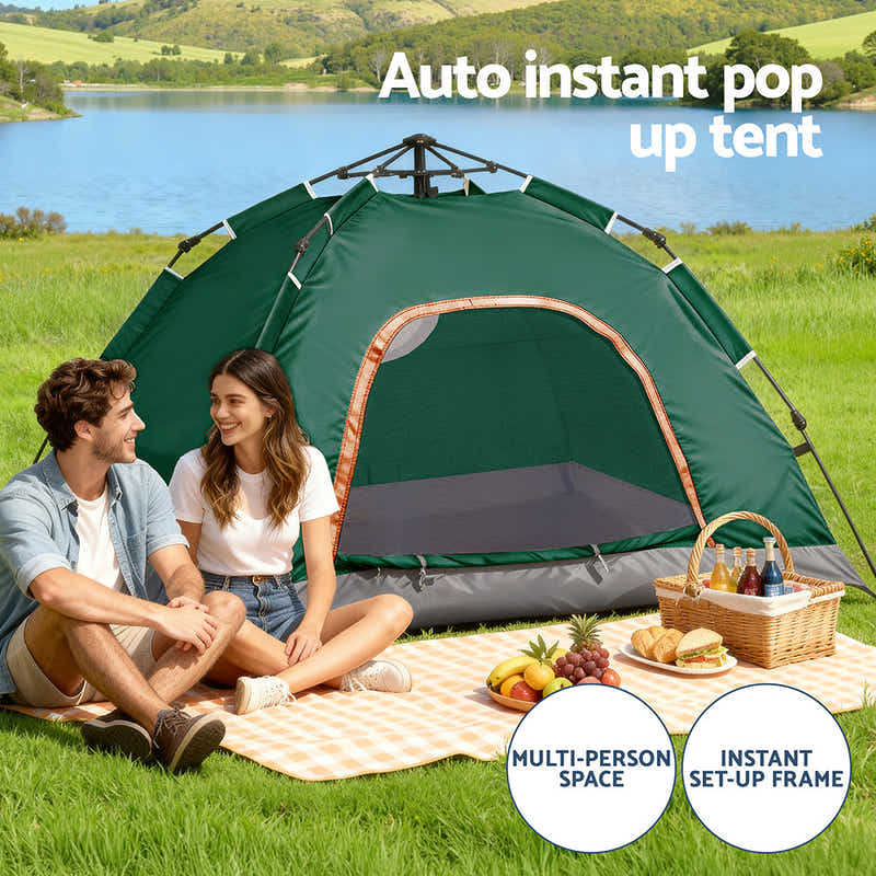 Weisshorn Camping Tent Instant Tent Pop up 2 Person Outdoor Hiking Green