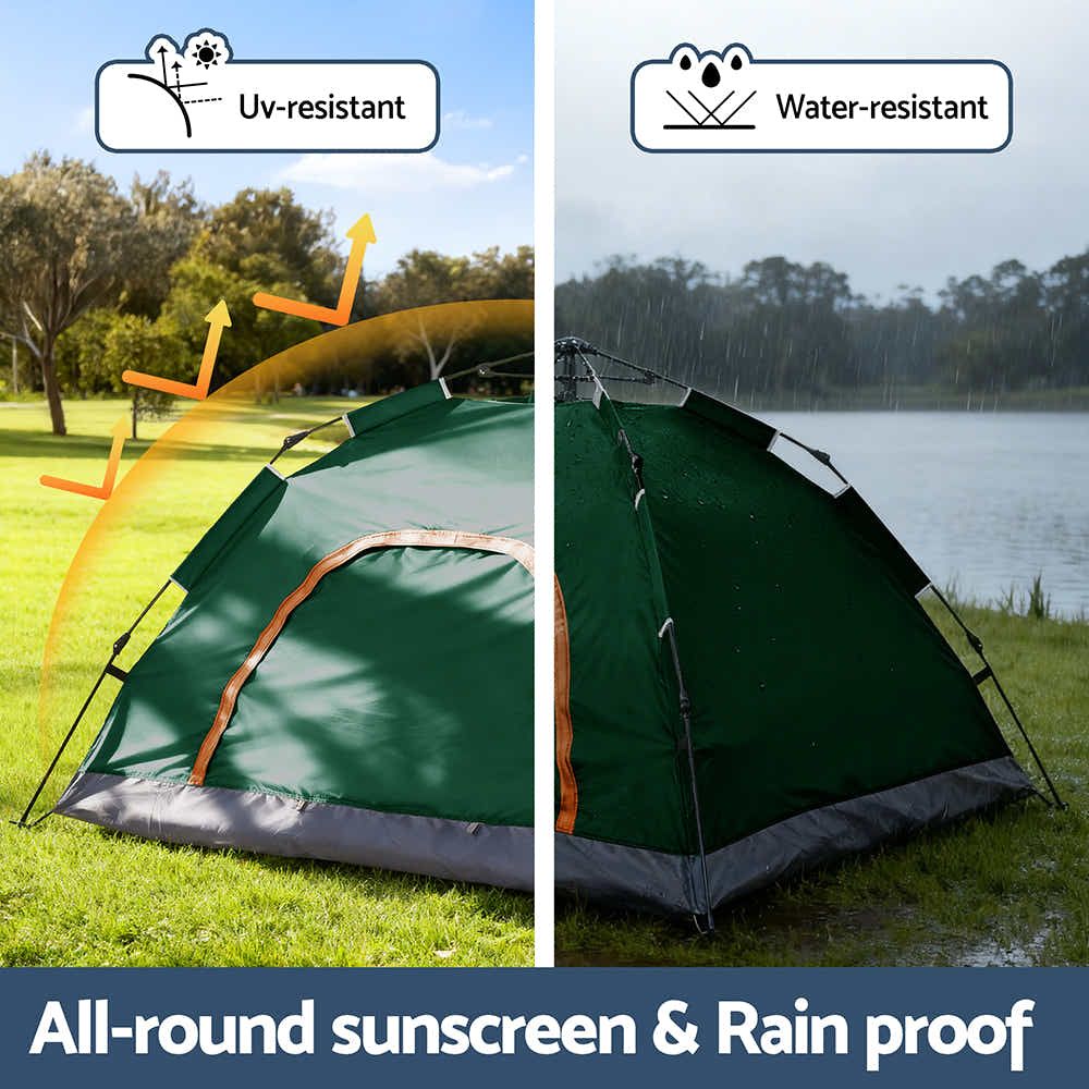 Weisshorn Camping Tent Instant Tent Pop up 2 Person Outdoor Hiking Green