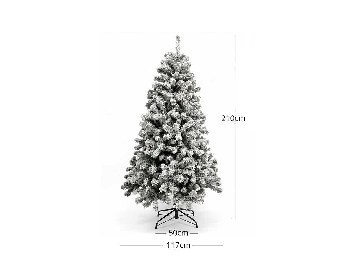 DS Christmas Tree Flocked Tips with Lights - 7Ft/210cm