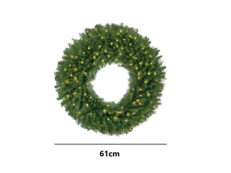 Pre-Lit Christmas Wreath - 24"/61 cm