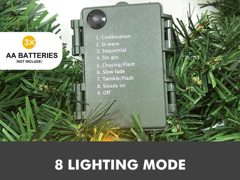 Pre-Lit Christmas Wreath - 24"/61 cm