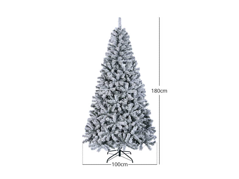 Flocked Christmas Tree with LED Lights - 6Ft/180 cm