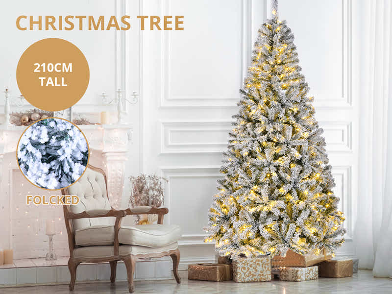 Flocked PVC Christmas Tree - 7FT/210 cm