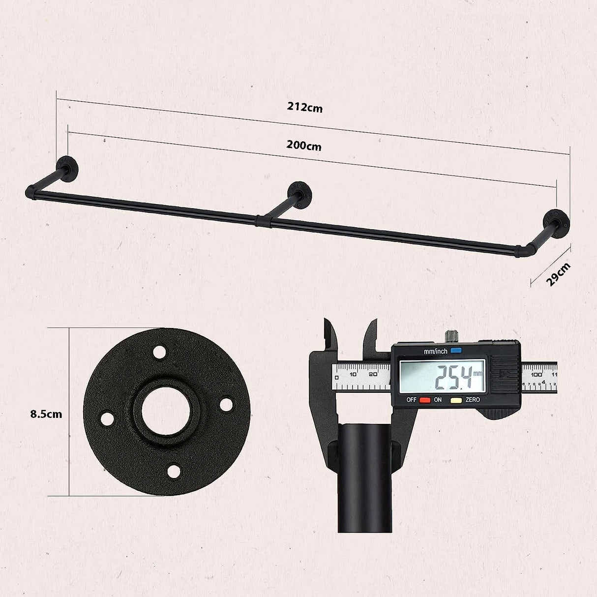 DS BS Industrial Pipe Clothes Rack-170CM