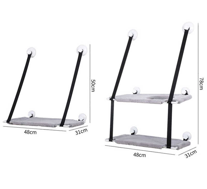 DS BS Double Layer Suction Cup Cat Window Perch Hammock