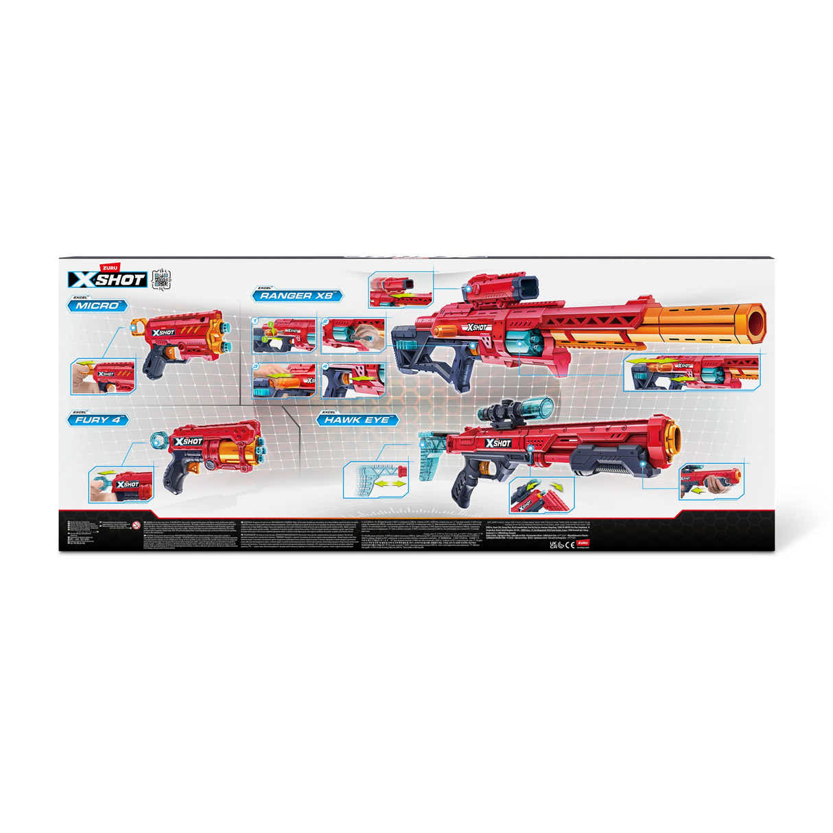 ZURU X-Shot Excel S1 Combo Pack - Ranger X8, Hawk Eye, Fury 4 & Micro 2.0