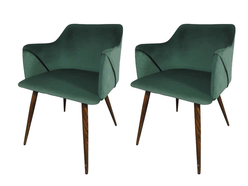 Zakeer Velvet Dining Chair Green - Set of 2