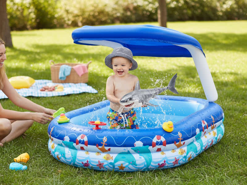 Bestway Family Pool with Canopy + ZURU Robo Alive Shark Attack