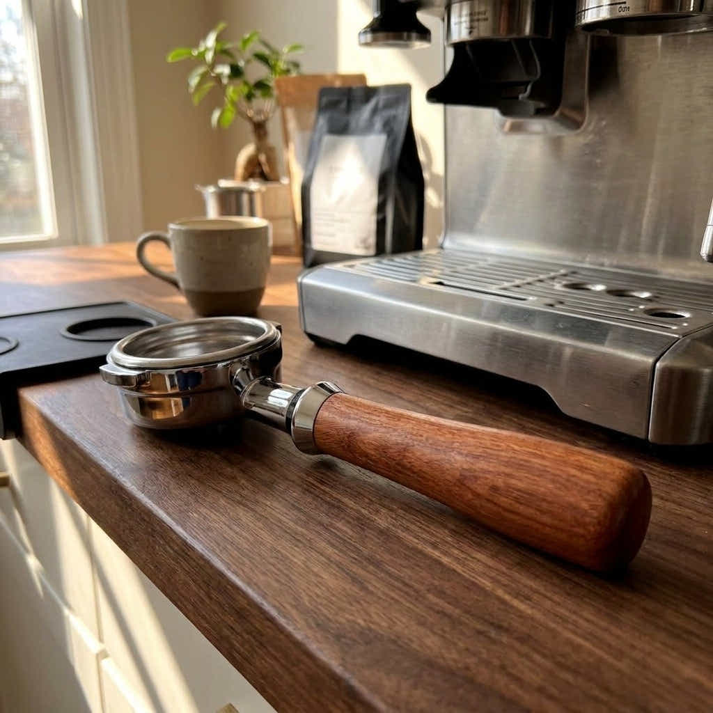 DS BS 58mm Bottomless Portafilter with Rosewood Handle