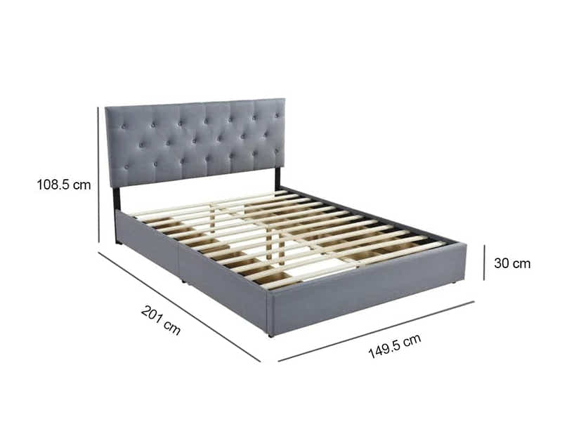 Cleva Bed Frame with Drawers - Double