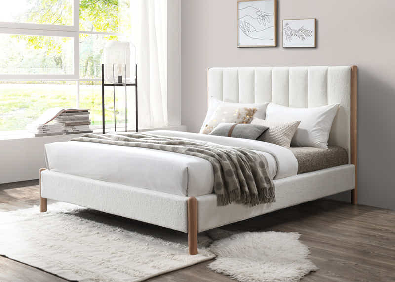 Tokoroa Boucle Bed Frame - Queen