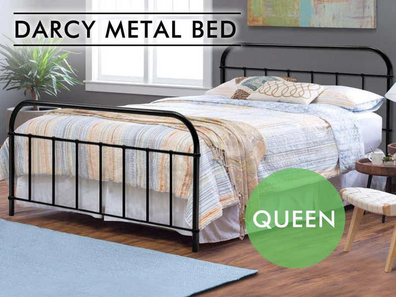 Darcy Black Bed with Bonnell Mattress Combo - Queen