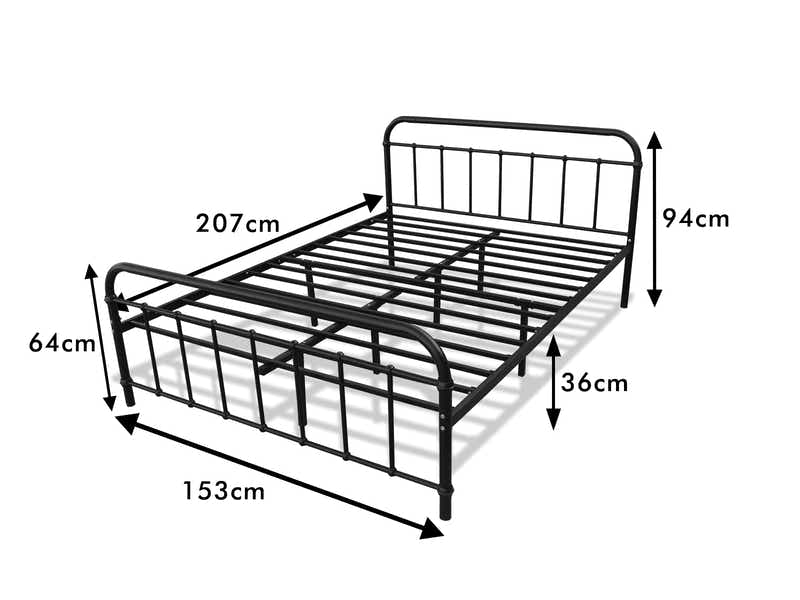 Darcy Black Bed with Bonnell Mattress Combo - Queen