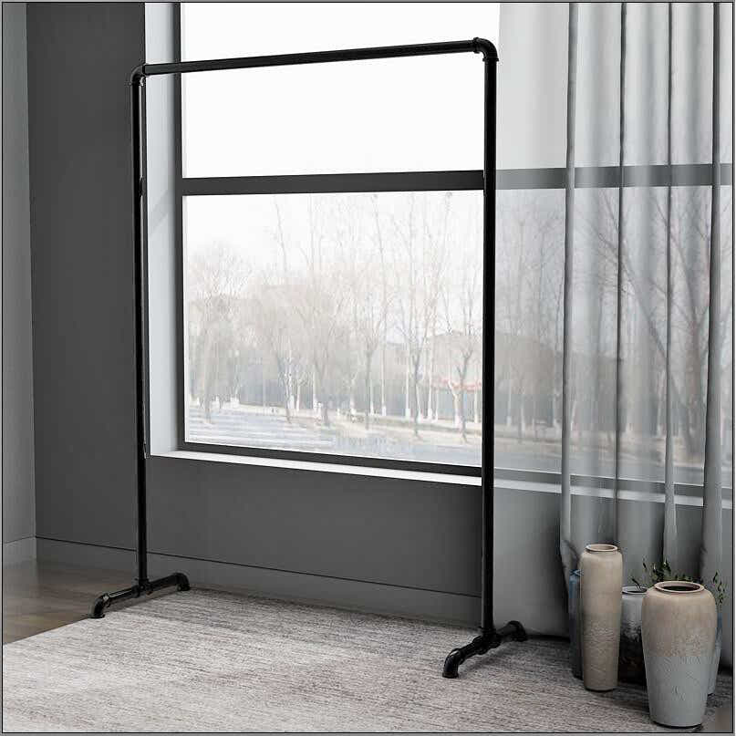 DS BS Industrial Freestanding Pipe Clothing Rack 150X150cm-Black