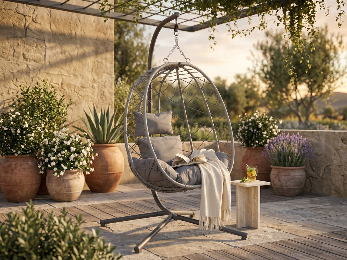 DS Single Foldable Outdoor Egg-Shaped Chair - Grey