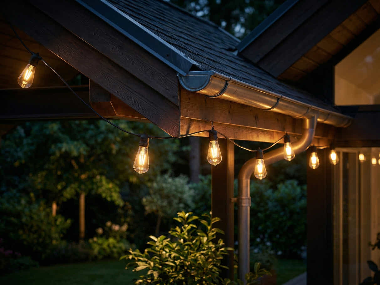 Fixed Socket Festoon Lights with ST64 LED Bulbs - 22 m
