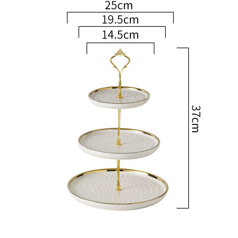 DS BS 3 Tier Ceramic High Tea Cake Dessert Stand-White