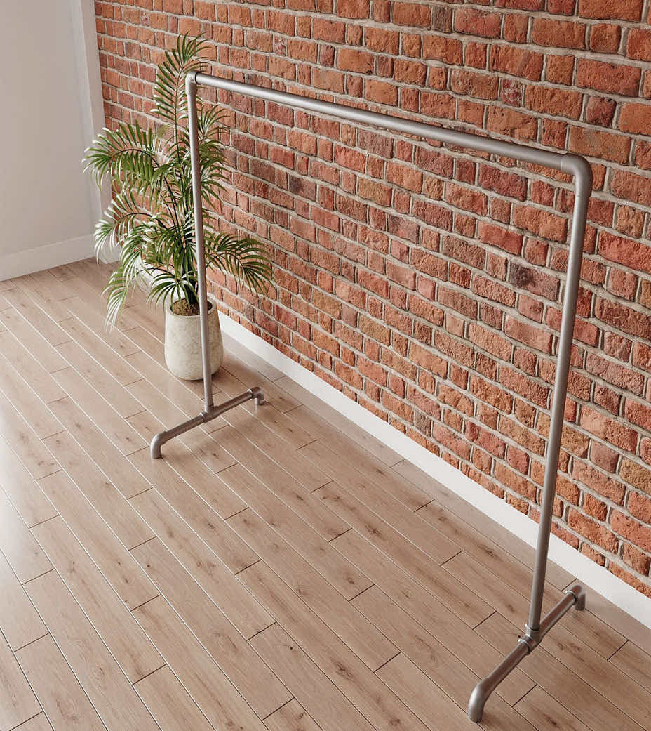 DS BS Industrial Freestanding Pipe Clothing Rack 180X150cm-Sliver