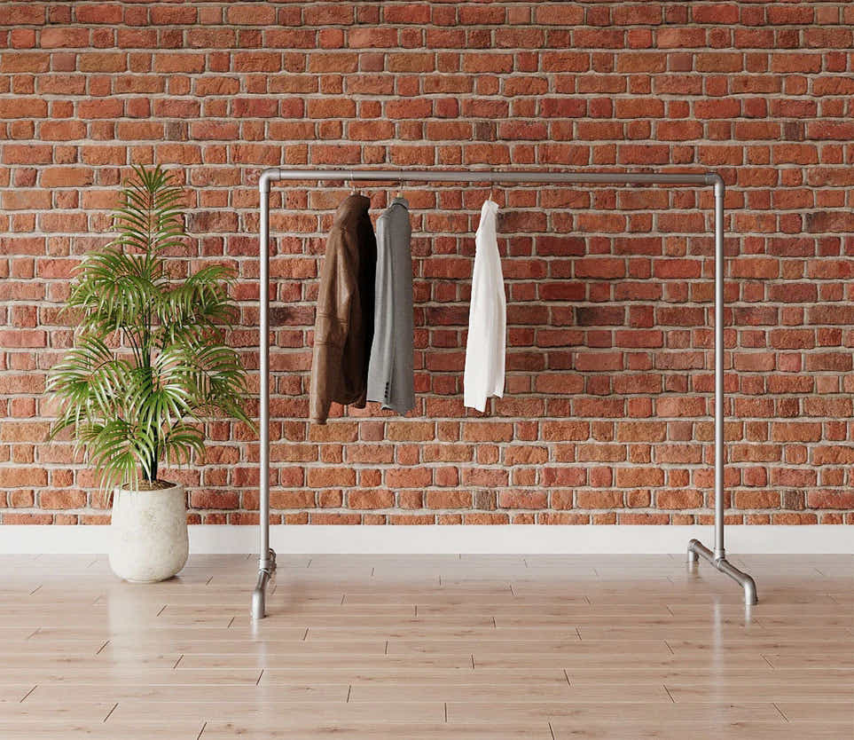 DS BS Industrial Freestanding Pipe Clothing Rack 180X150cm-Sliver