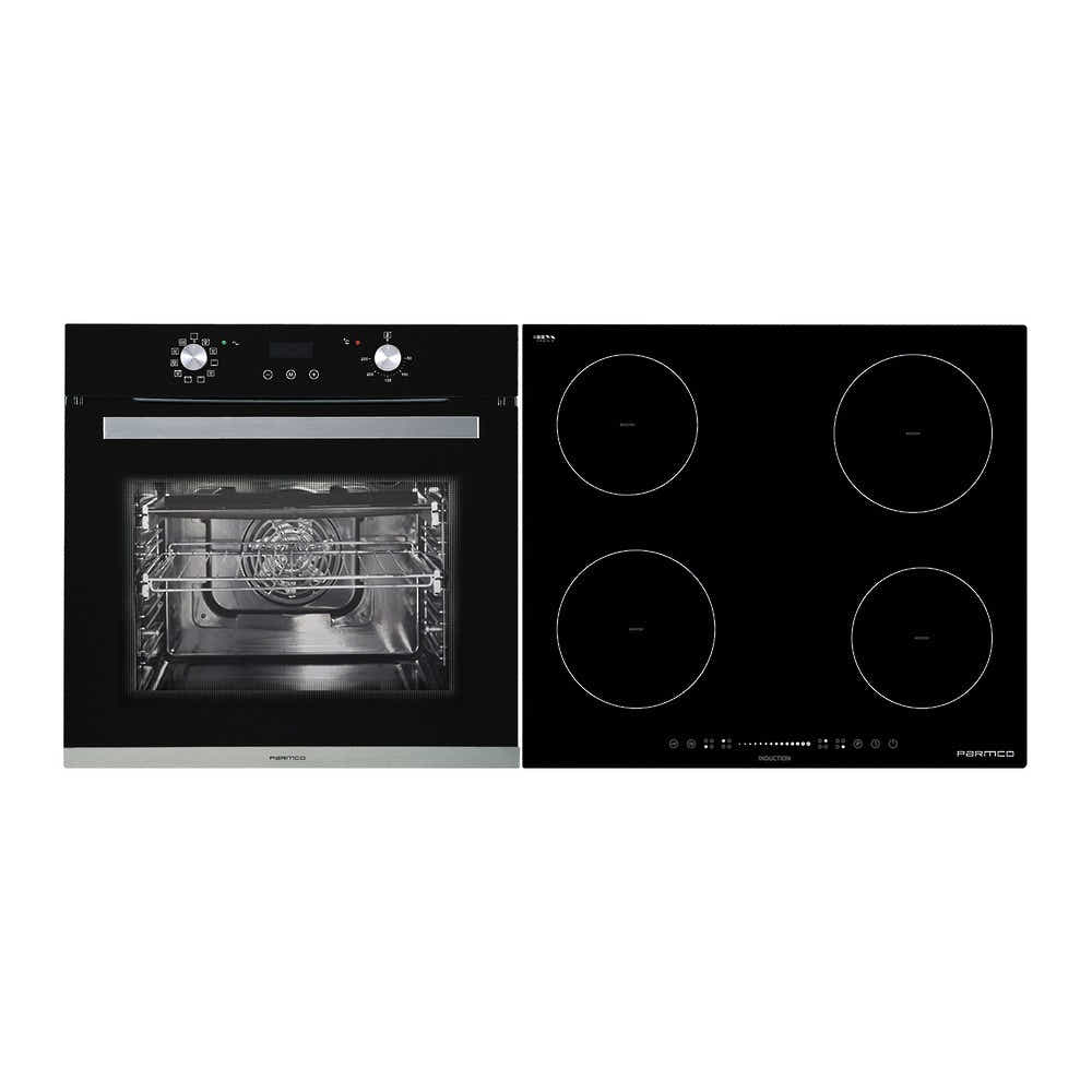 Parmco PPB10I02-600mm 10 Function Black Oven and 600mm 4 Element Black Cooktop