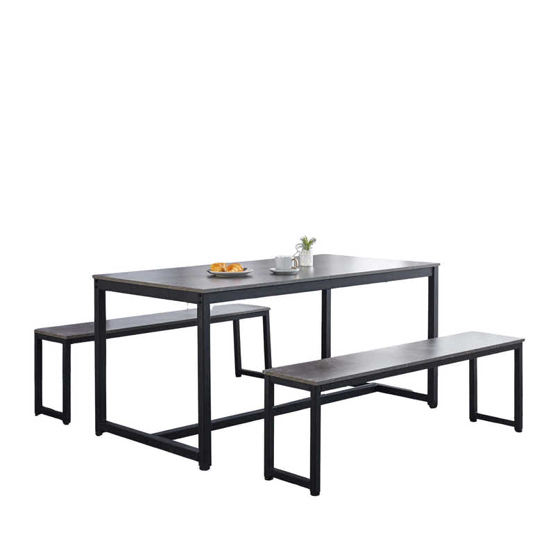 3-Piece Grey Marble Look Dining Set