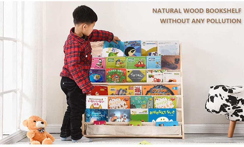 DS BS 6 Tier Wooden Kids Book Rack Organizer