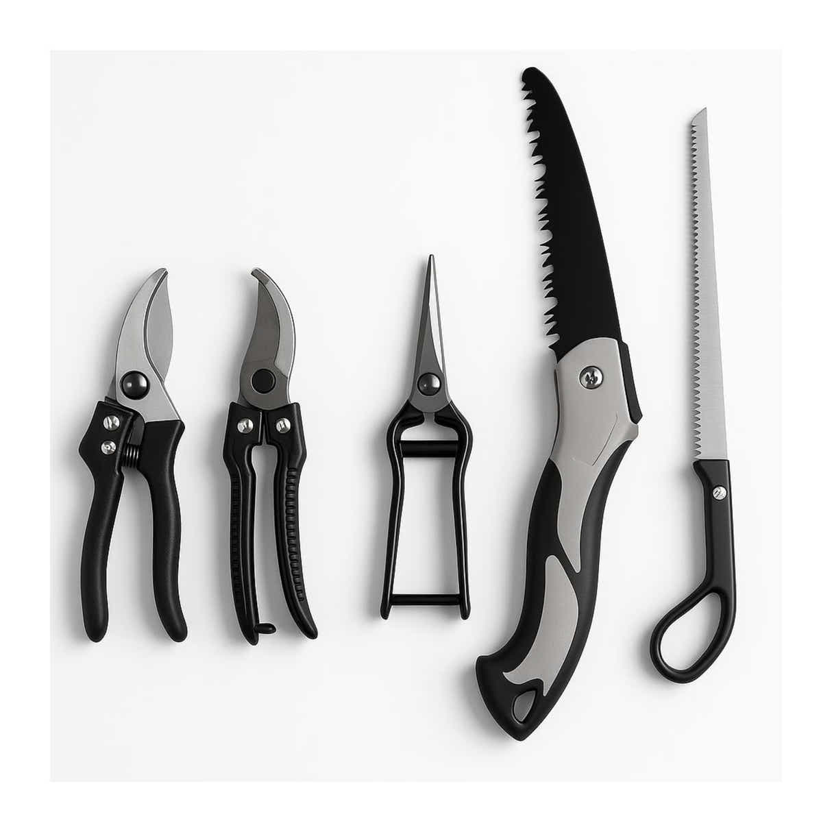 DS BS 5-Piece Gardening Tool Set | Black + Steel Color
