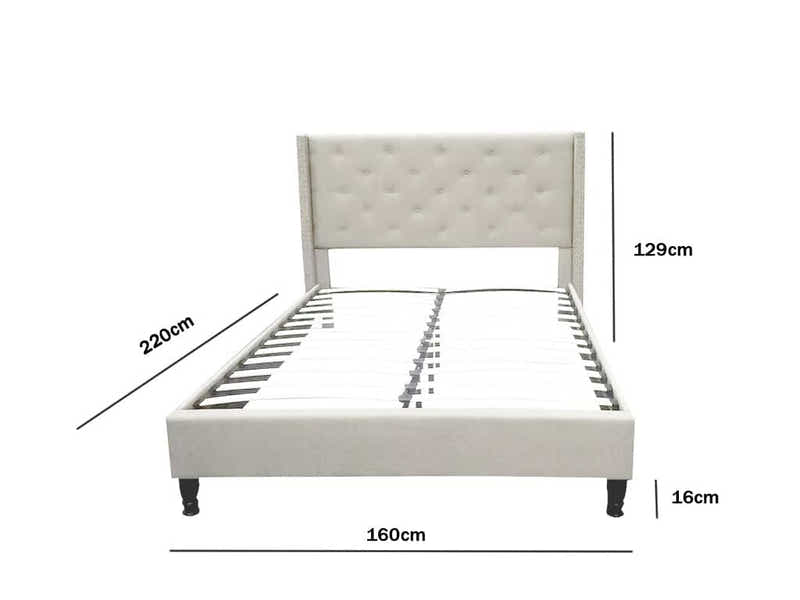New Lisbeth Bed Frame Beige - Queen