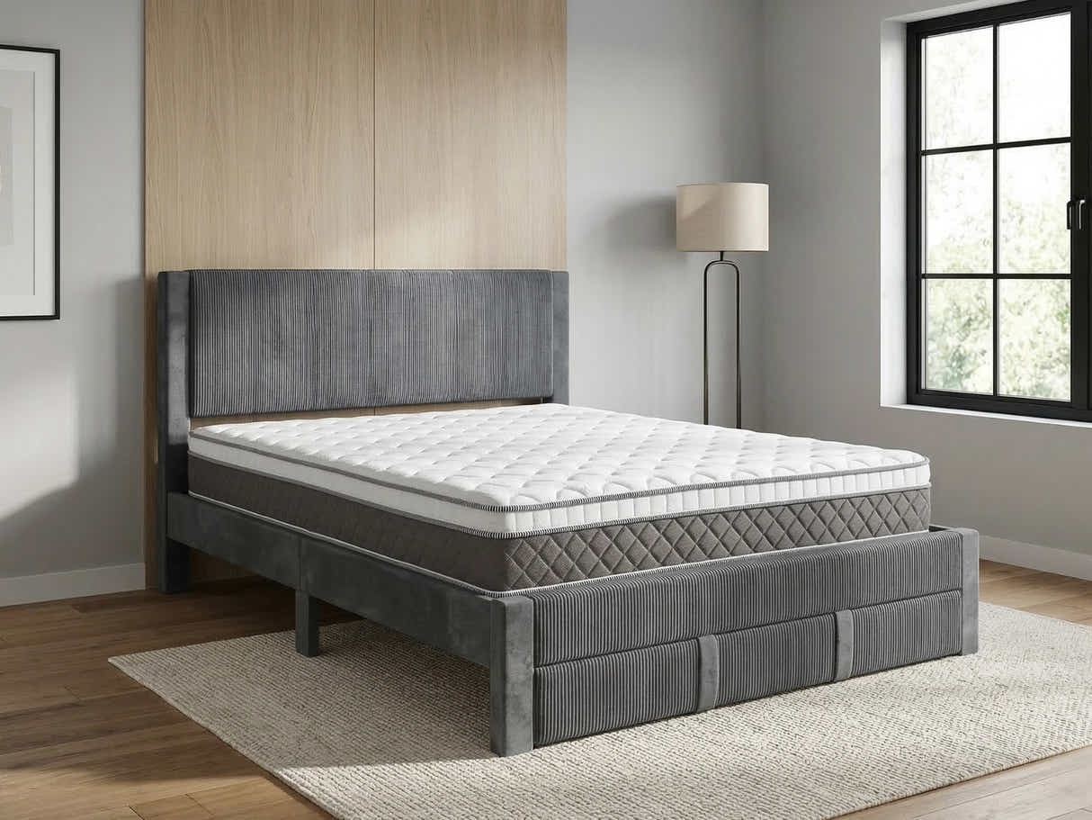 Rae Bed Frame With Drawer & MEM 23 cm Mattress - King