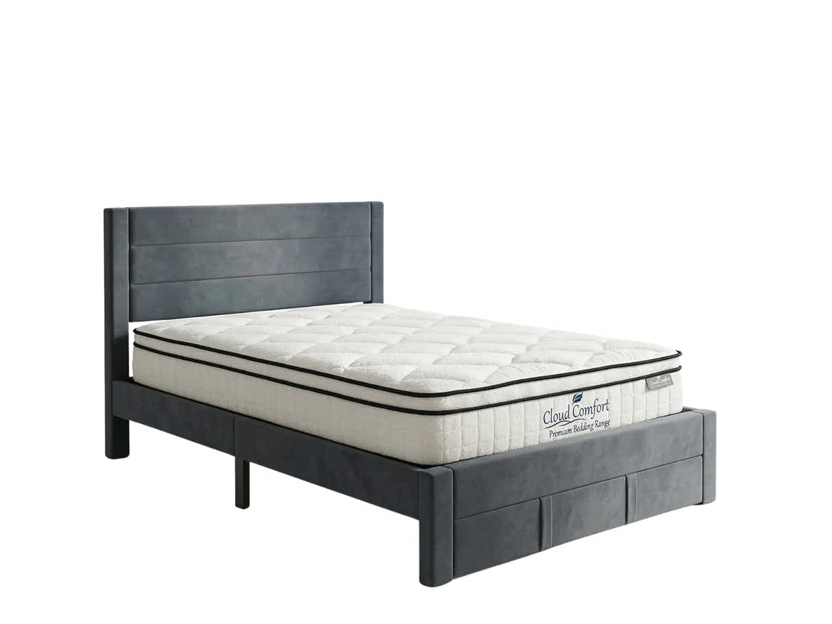 Heloise Bed Frame With Drawer & Boucle22 Mattress - Double