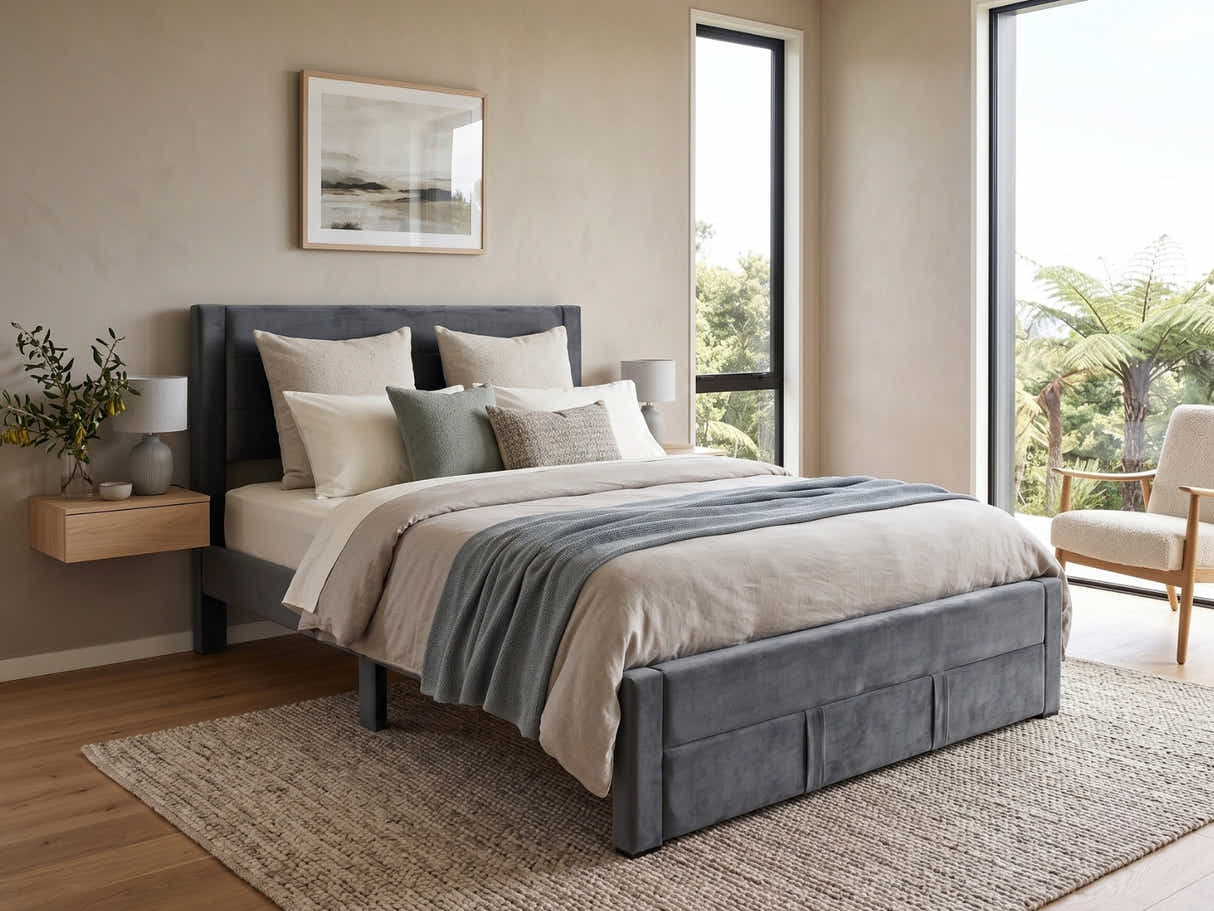 Heloise Bed Frame With Drawer - Queen