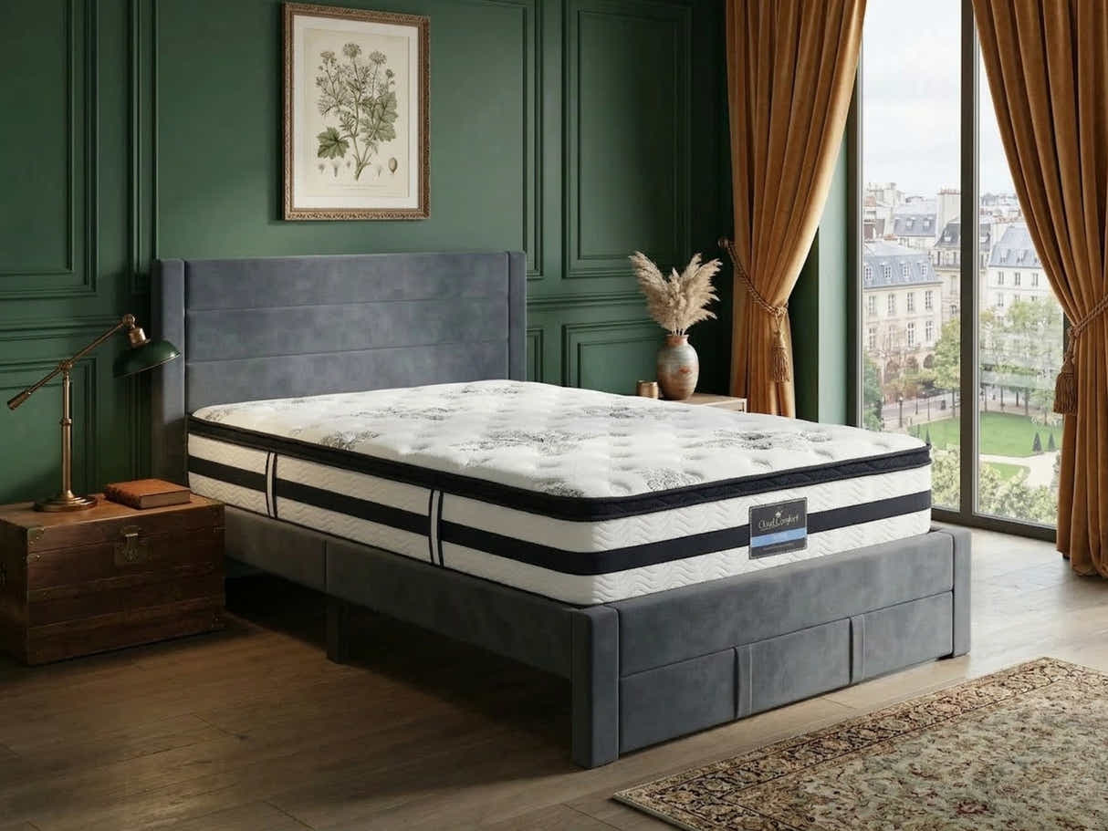 Heloise Bed Frame With Drawer & K34 Mattress - Queen