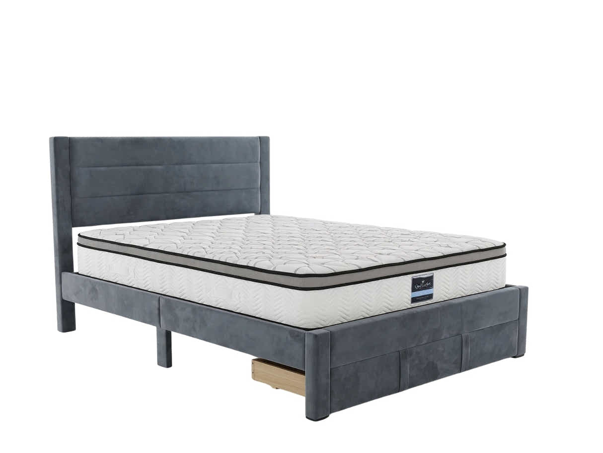 Heloise Bed Frame With Drawer & GEL30 Mattress - Queen